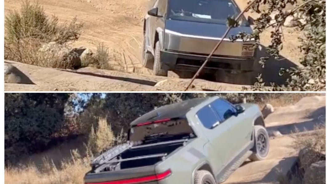 A Rivian appeared to best a Tesla Cybertruck on an off-roading course
