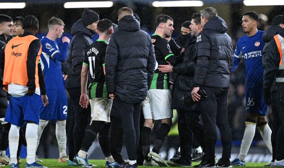 Chelsea and Brighton players clash after stoppage-time drama as Pochettino steps in