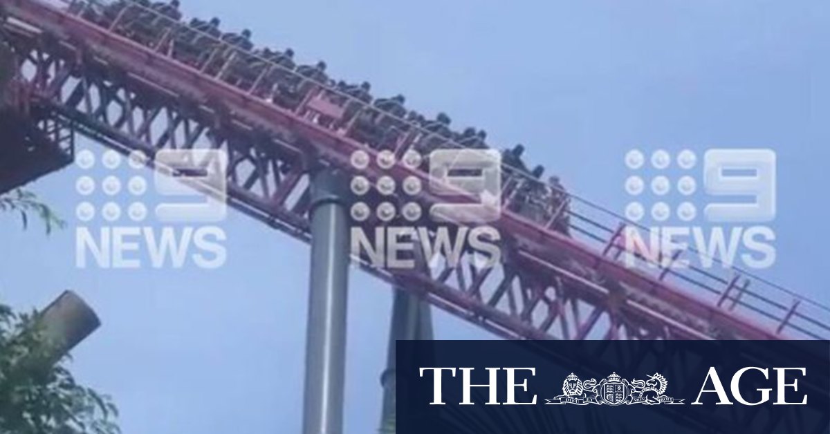 WATCH: Rollercoaster becomes stuck mid-ride at Movie World