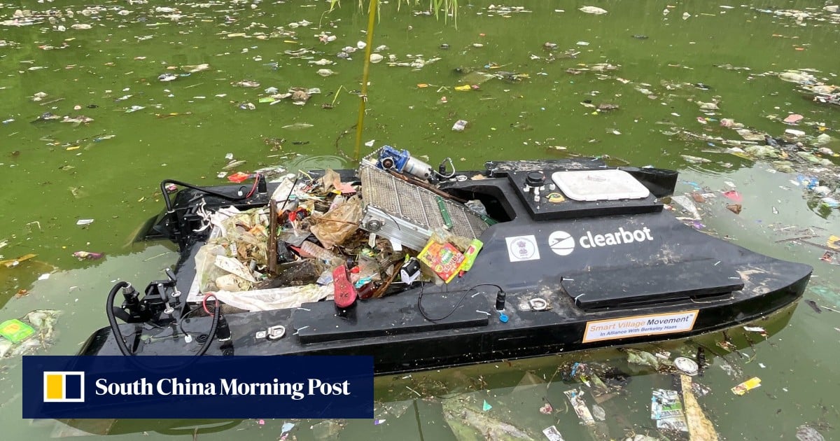 Hong Kong marine tech start-up Clearbot launches new solar-powered, self-driving boats to clean up ocean waste in India