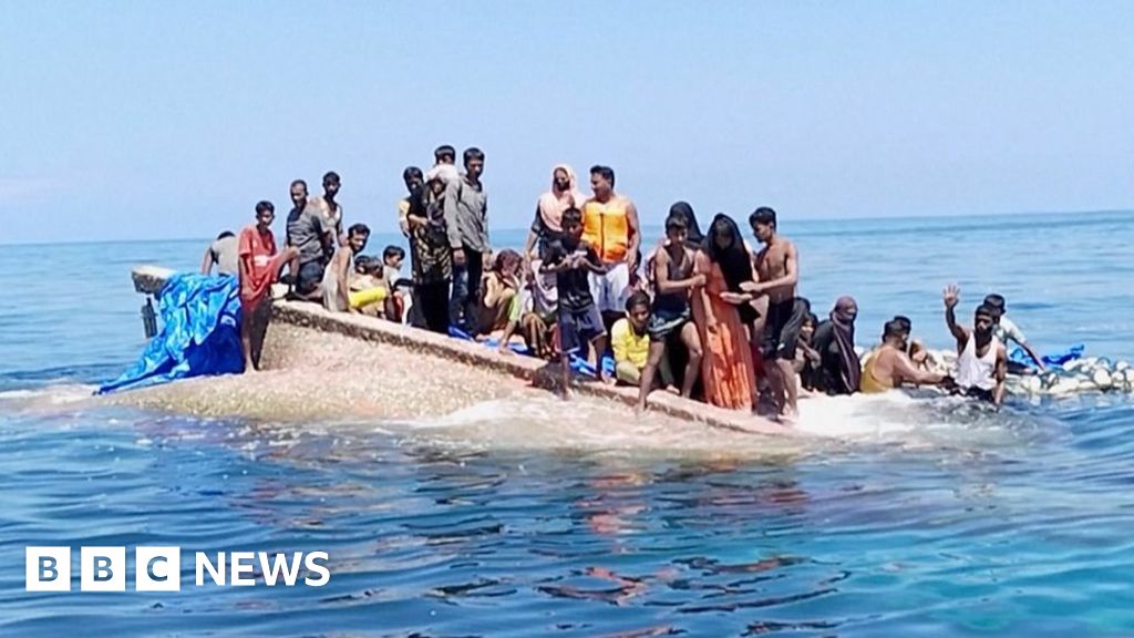 Dozens of Rohingya found stranded on capsized ship