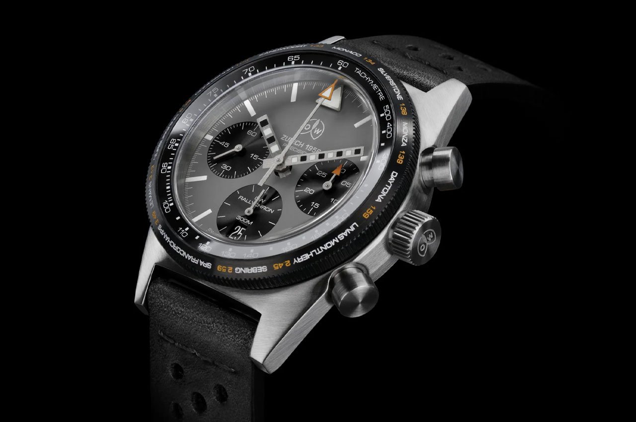 The Ollech & Wajs Rallychron is robust chronograph with motorsport-inspired bezel