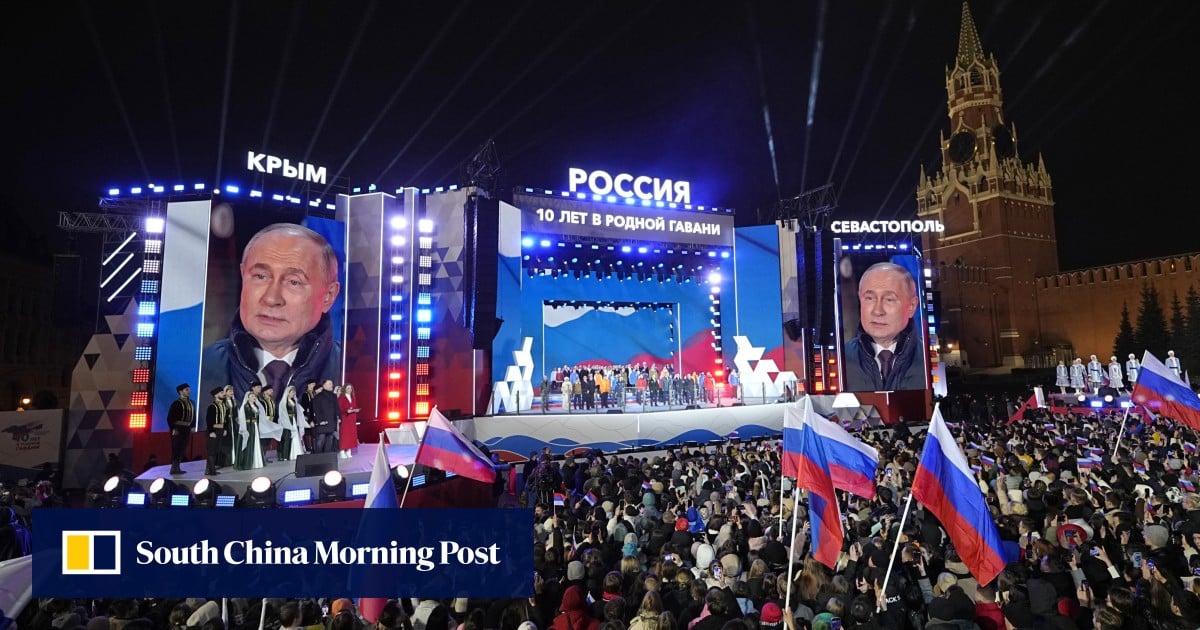 After election win, Putin greets Moscow rally at Red Square concert marking annexation of Crimea