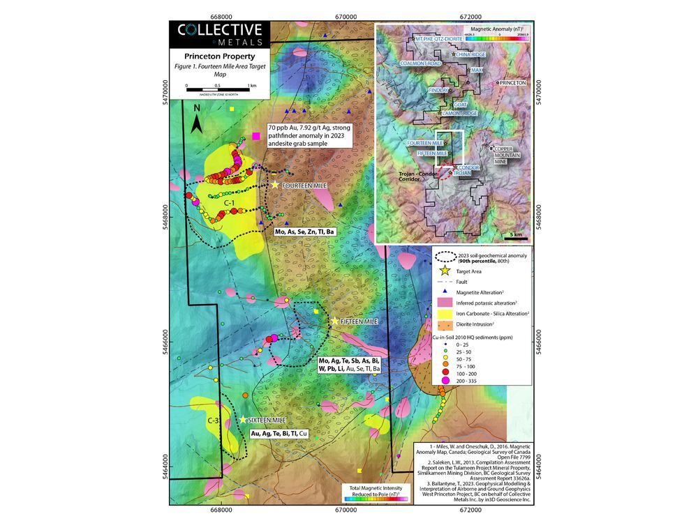 Collective Metals Provides Review of Fourteen Mile Target Area on its Princeton Property, B.C.