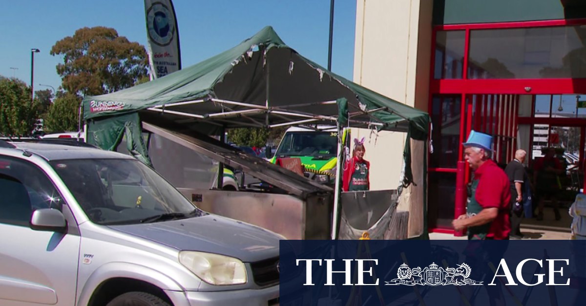 Couple rushed to hospital after barbecue catches alight at Adelaide Bunnings