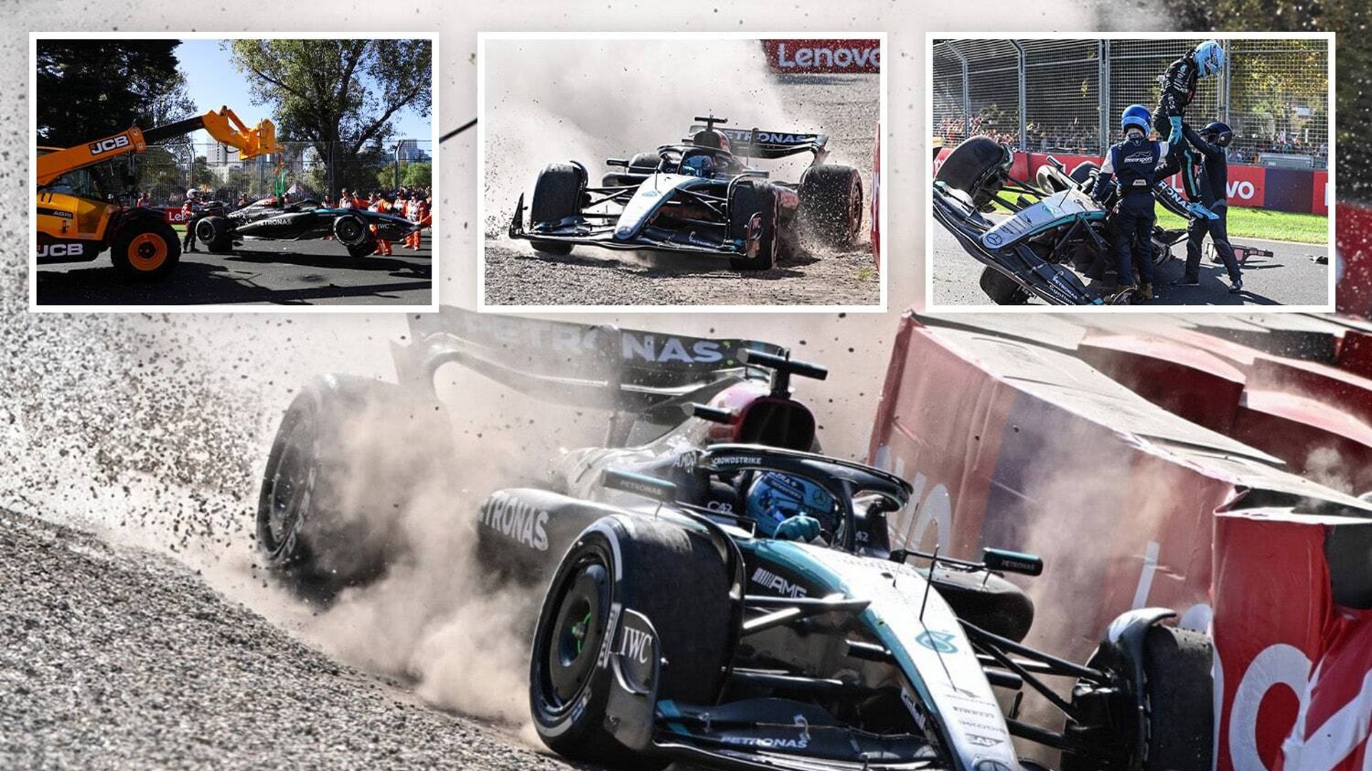 George Russell has MASSIVE crash at Australian Grand Prix after Alonso duel as race chiefs set to launch investigation