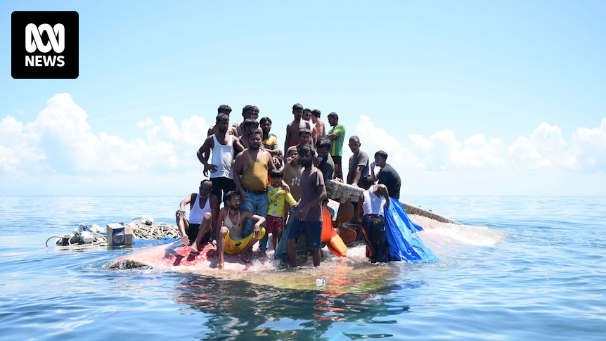 Indonesian crews rescue dozens of Rohingya refugees clinging to capsized boat
