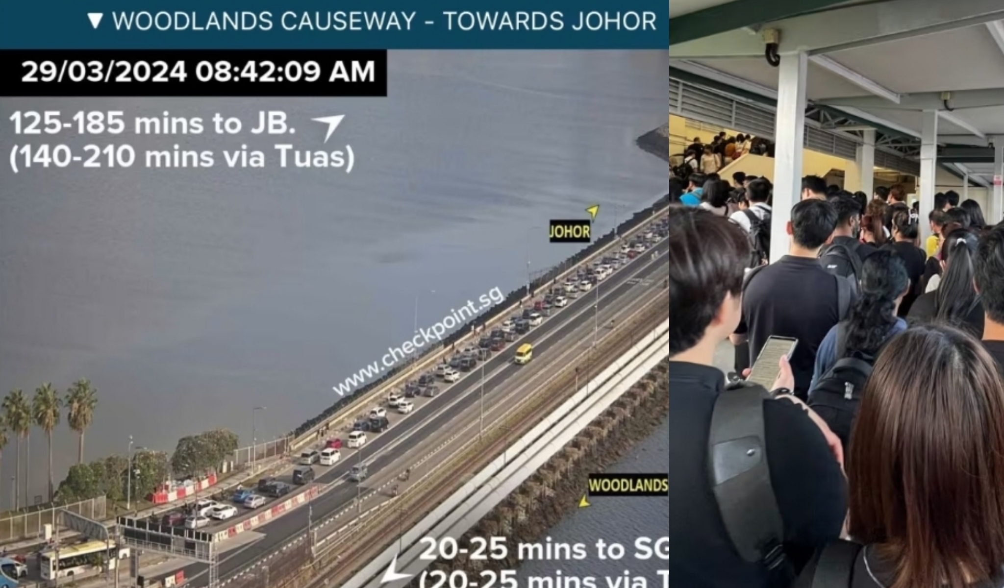 Massive traffic jam at land checkpoints, with 3-hour wait to cross to JB on Good Friday