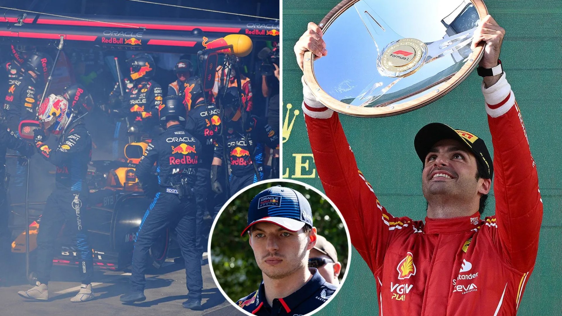 Max Verstappen forced to retire from Australian Grand Prix after car CATCHES FIRE as Carlos Sainz races to victory