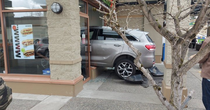 No serious injuries after car smashes into Langley Quiznos