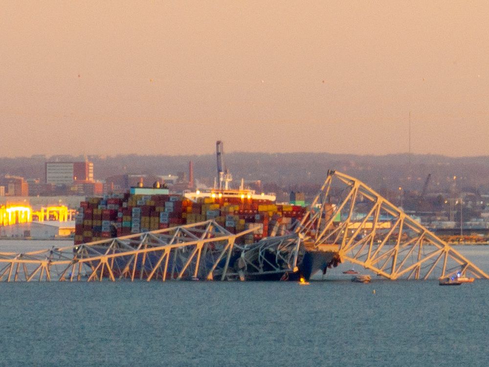 Vital Baltimore bridge collapses after being rammed by container ship