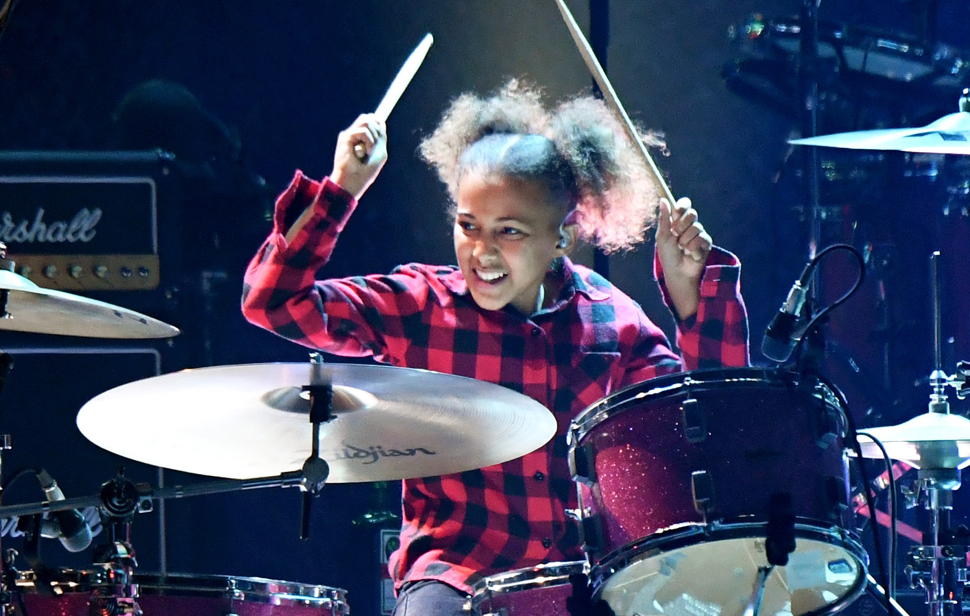 Watch Nandi Bushell perform a rock medley at the O2 in front of 20,000 people