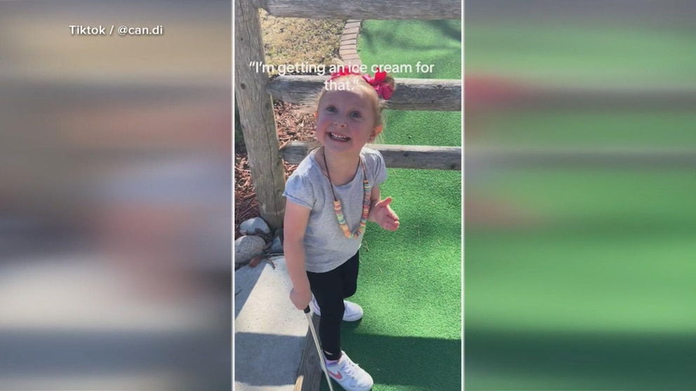 WATCH: Girl gets hole-in-one during mini golf outing