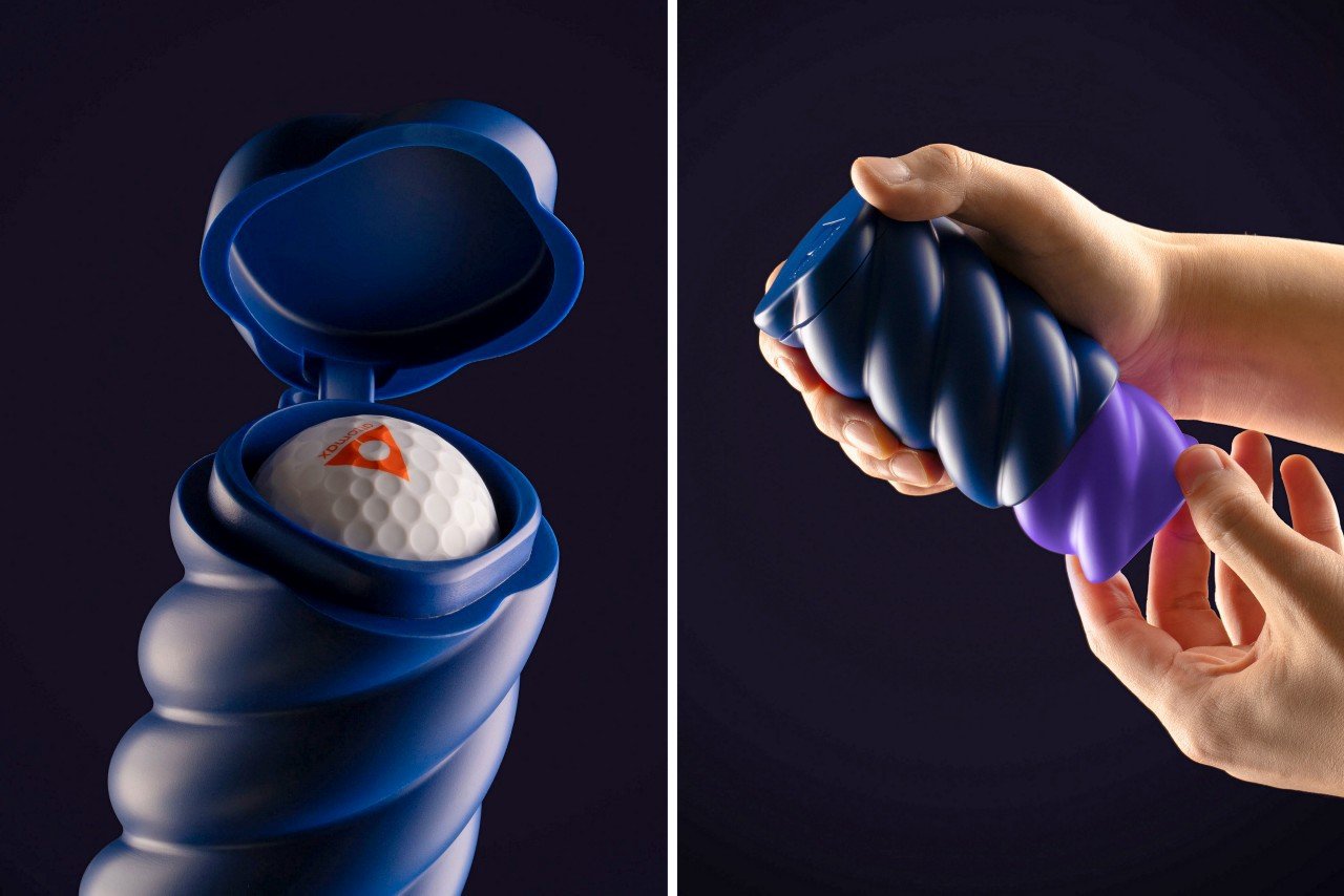 Golf Ball Case with a clever spiral-shaped design lets you TWIST to push new balls out