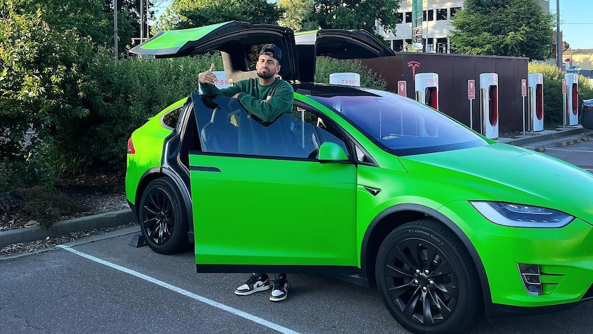 Canberra man pleads guilty to stealing Nick Kyrgios's Tesla at gunpoint