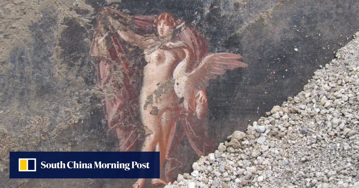 Dining hall with Trojan War artworks uncovered in Pompeii