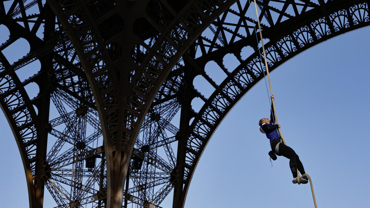 French athlete breaks rope climbing world record in ascent of Eiffel Tower