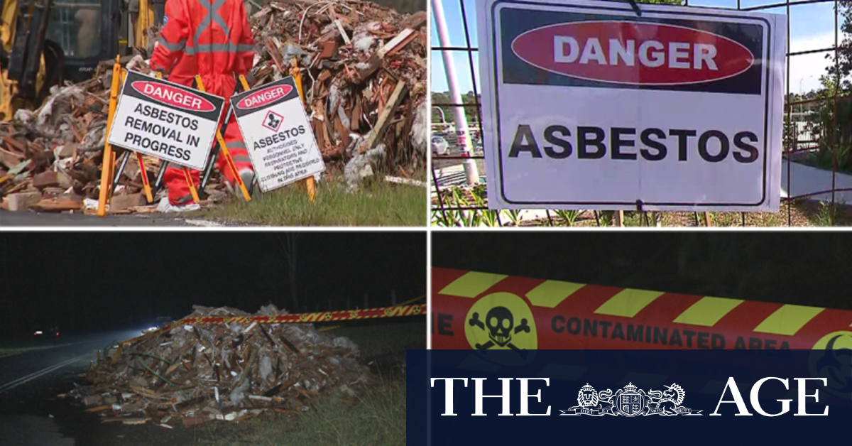 Giant pile of asbestos-contaminated rubbish found on fire in Sydney