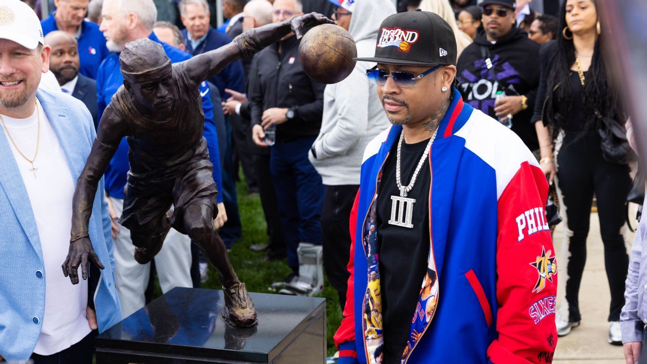 Iverson statue unveiled at Sixers' practice facility