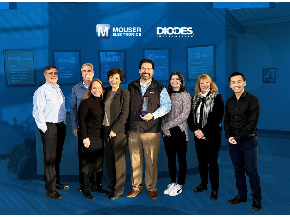 Mouser Electronics Receives 2023 Global Best Service Distributor of the Year Award from Diodes Incorporated