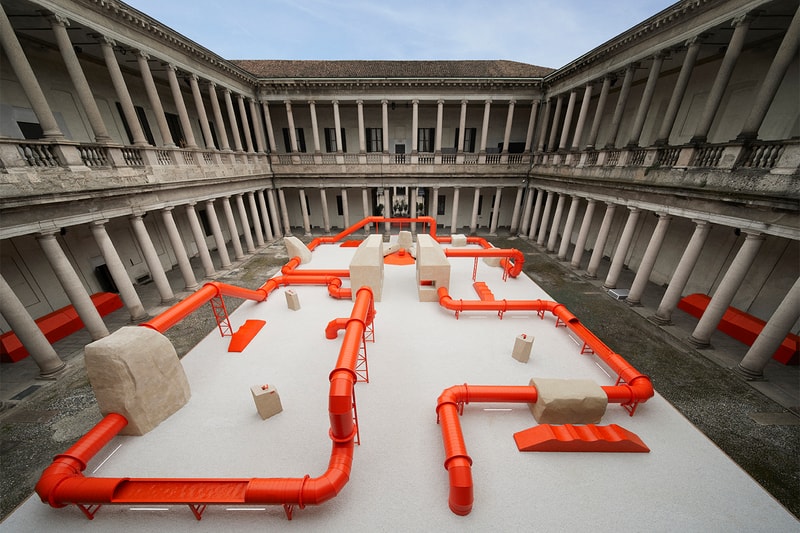 Samuel Ross Creates a Maze of Orange Pipes Inside an Italian Palazzo