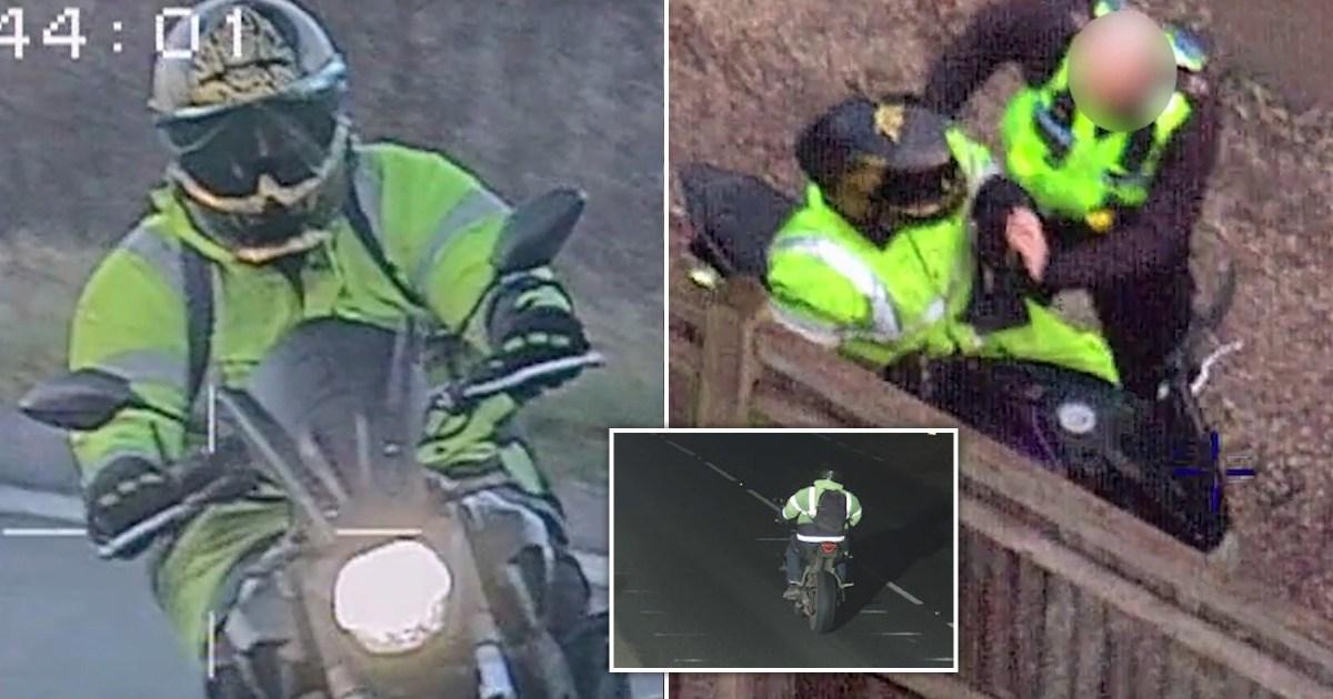 Speeding biker finally arrested after covering plates to do 80mph in 30mph zone