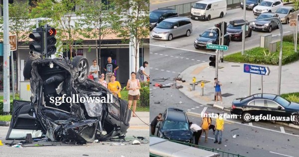Speeding car causes multiple-vehicle collision in Tampines, 8 taken to hospital