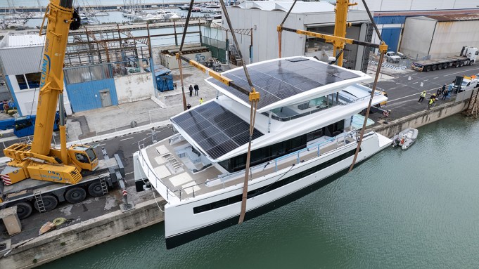 This New 62-Foot Solar-Electric Catamaran Is Topped by a Luxe Skylounge