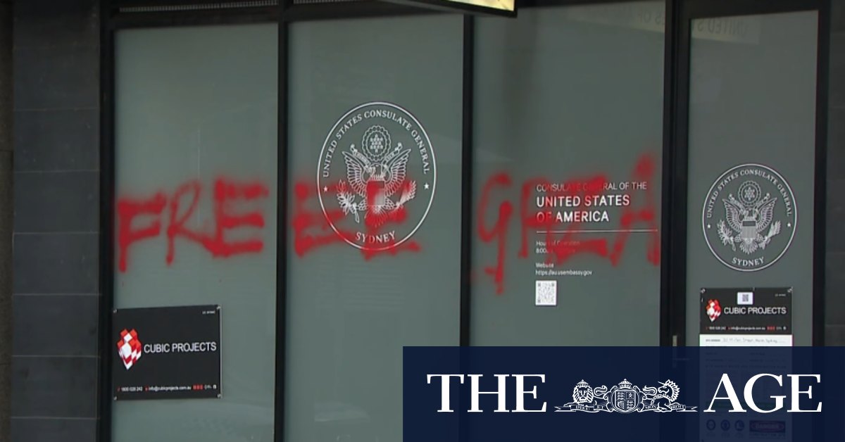 US Consulate in Sydney vandalised with 'Free Gaza' graffiti