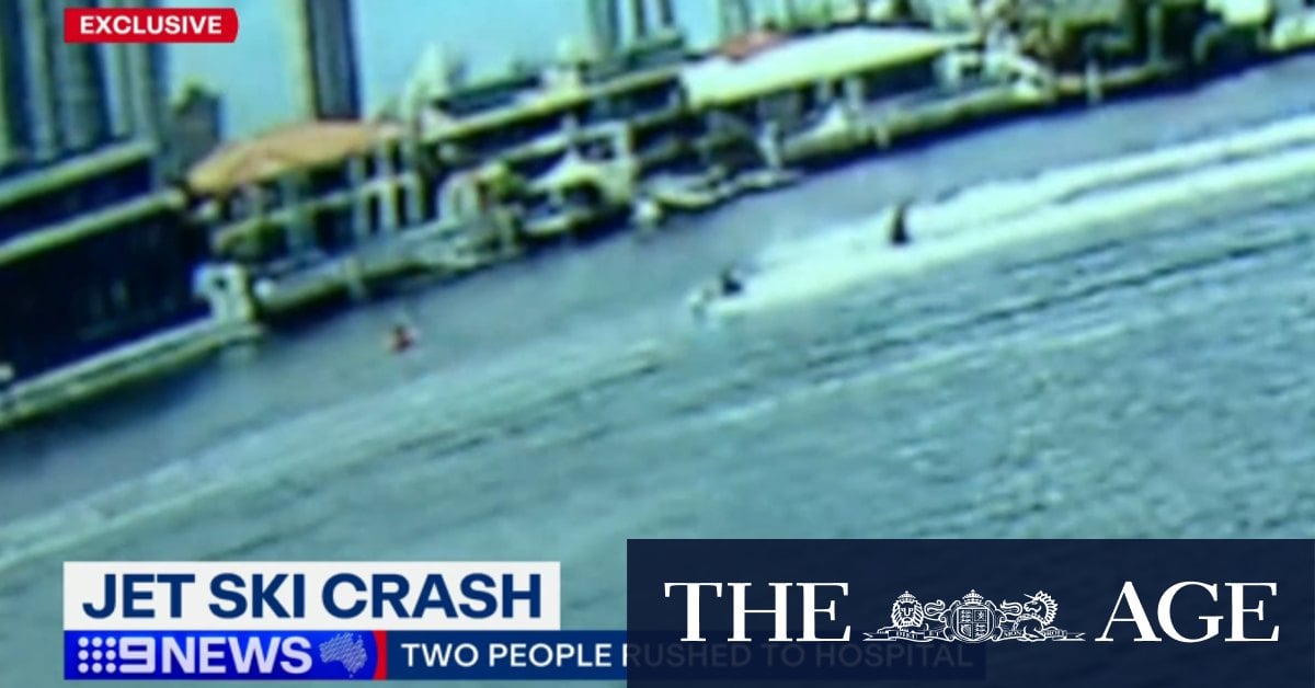 Video shows high speed jetski collision in Gold Coast