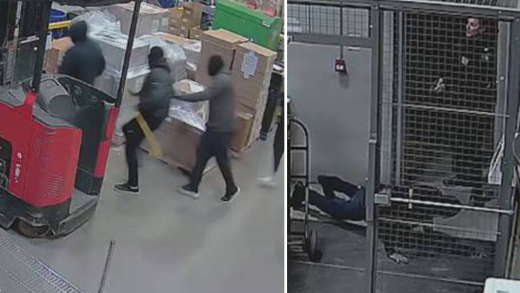 Video shows police intercept break-and-enter at warehouse involving a dozen suspects north of Toronto
