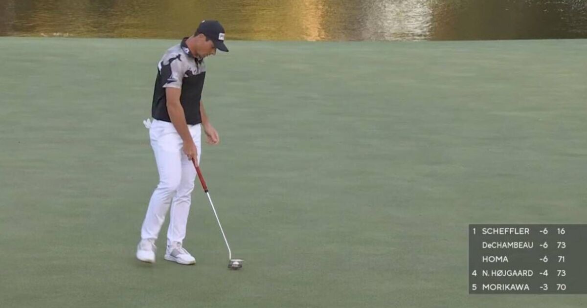 Viktor Hovland in Masters meltdown as star throws ball into water in anger and misses cut