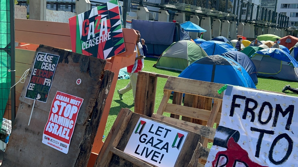 With portable toilets and barricades, Gaza protest camp at UBC digs in for long haul