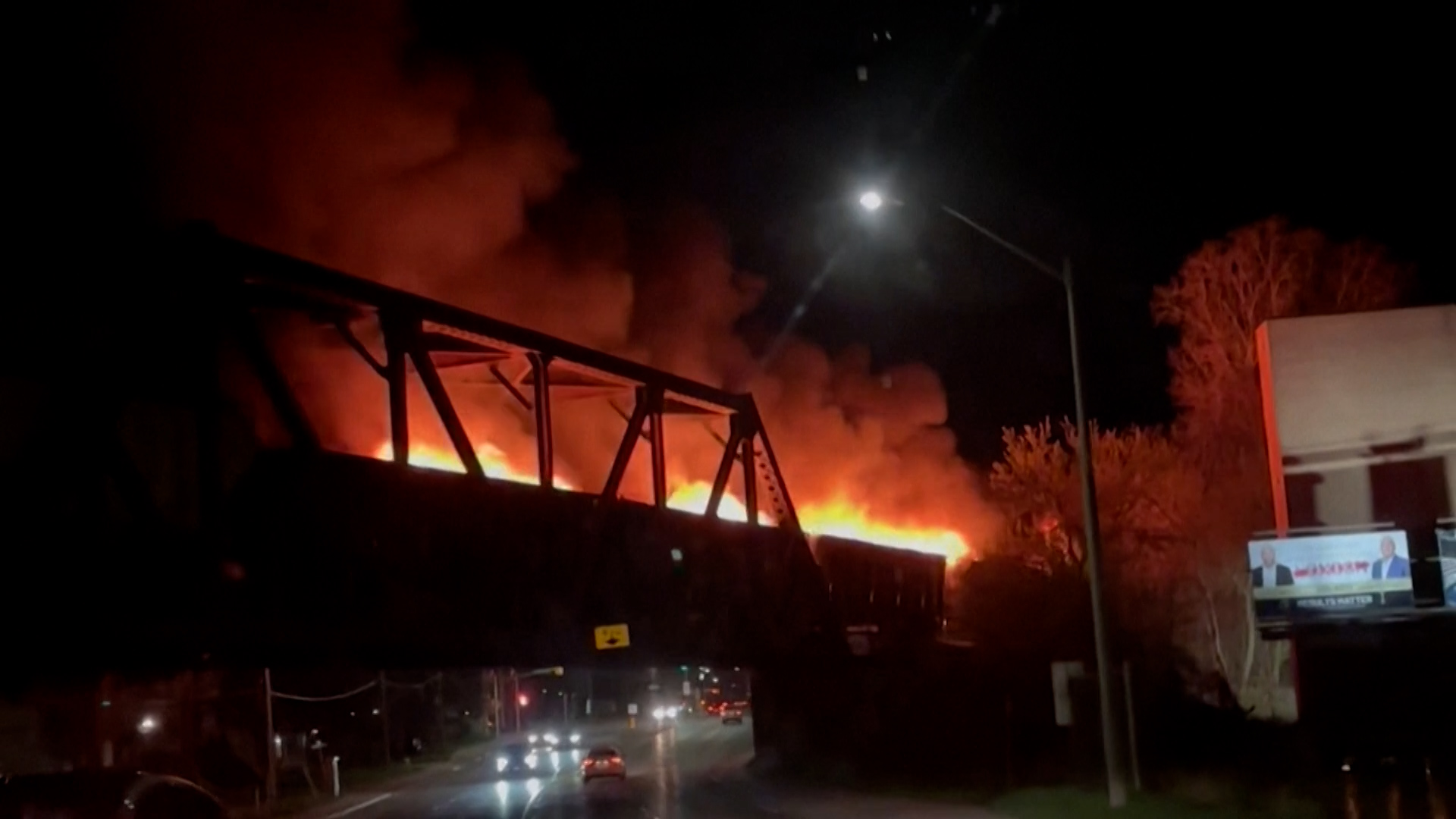 Dramatic video of burning train in Canada