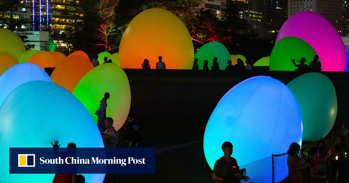 Art installation of egg-shaped objects extends stay in Hong Kong until June 8