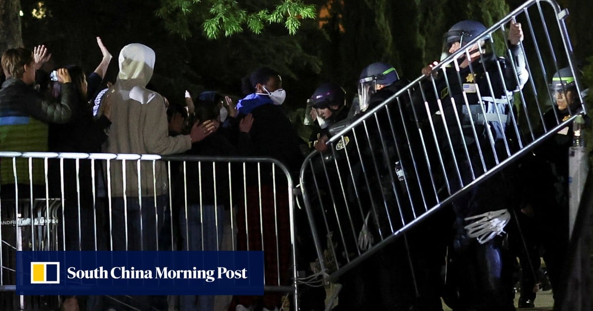 Israel-Gaza war: police remove barricades at pro-Palestinian protest camp at UCLA