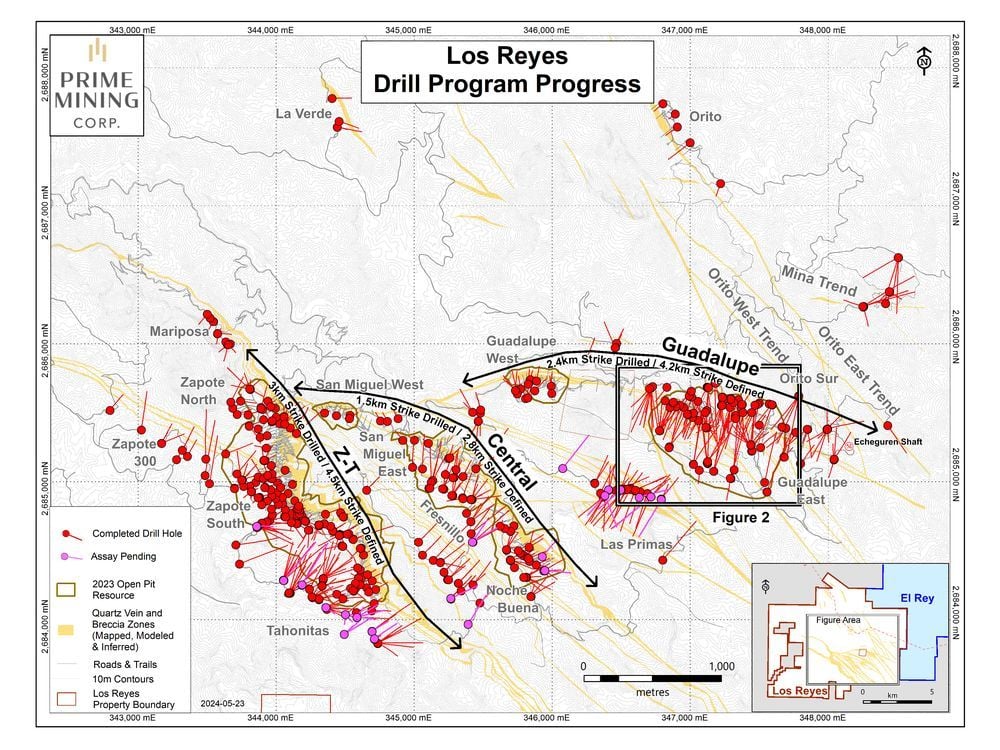 Prime Extends High-Grade Silver and Gold Mineralization at Guadalupe East