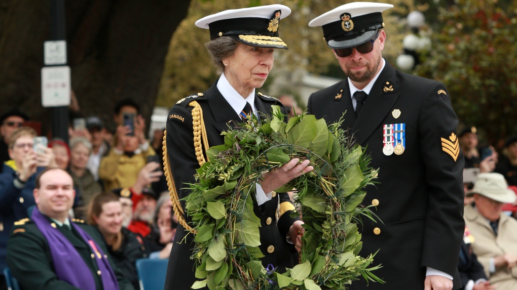 Princess Anne lays wreath at Battle of Atlantic ceremony; honours late Queen