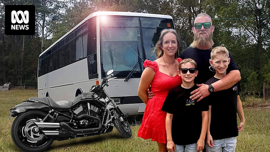 Queensland family swaps Harley-Davidson for bus after struggling to find rental property