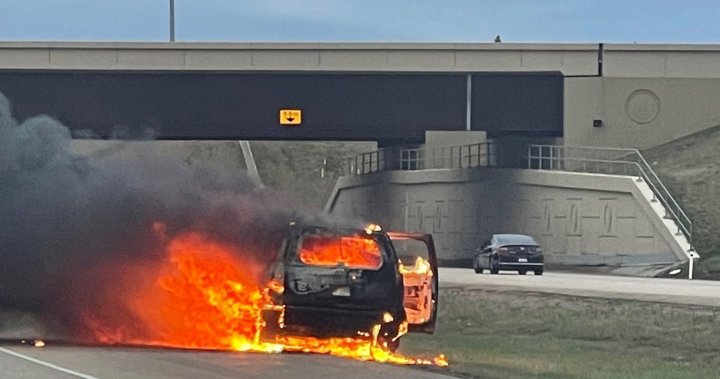 RCMP say vehicle fire between Edmonton and Sherwood Park is suspicious