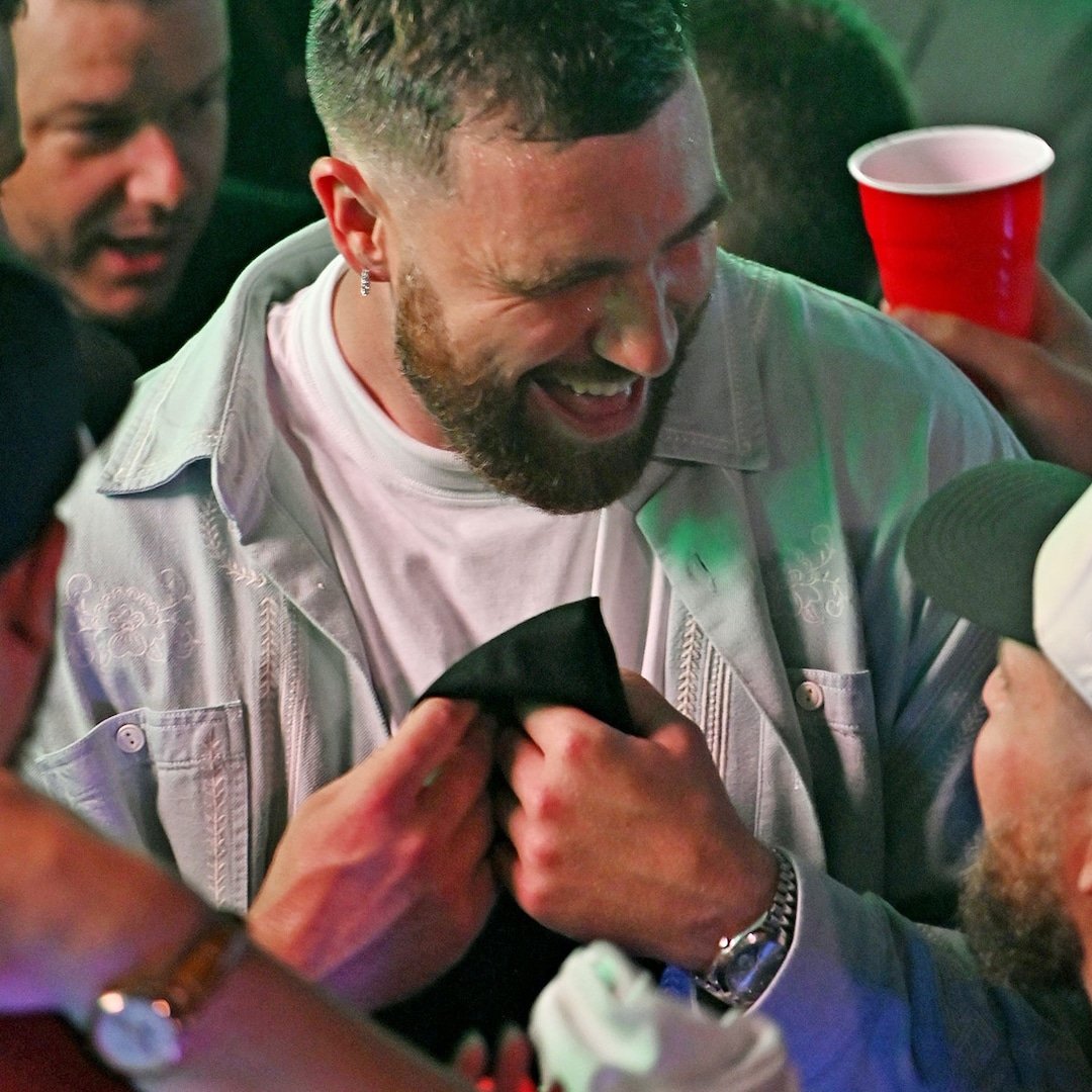  Travis Kelce Makes Surprise Appearance at Pre-Kentucky Derby Party 
