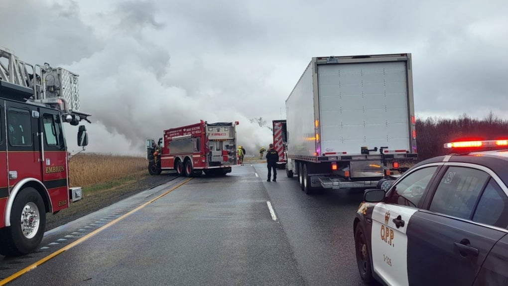 Two killed after collision with truck on Hwy. 417 near Limoges, Ont.