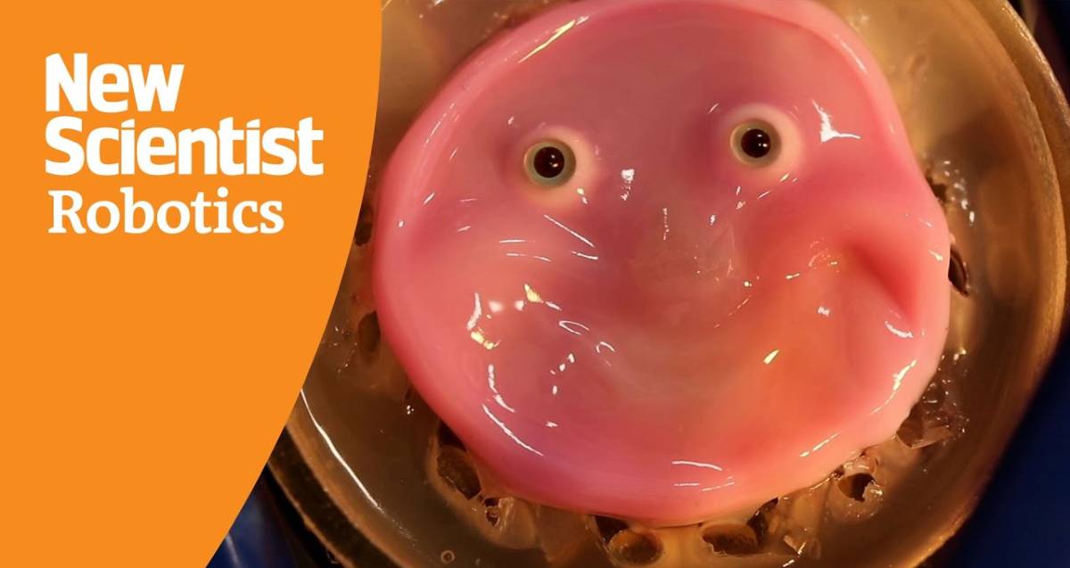 Smiling robot face is made from living human skin cells