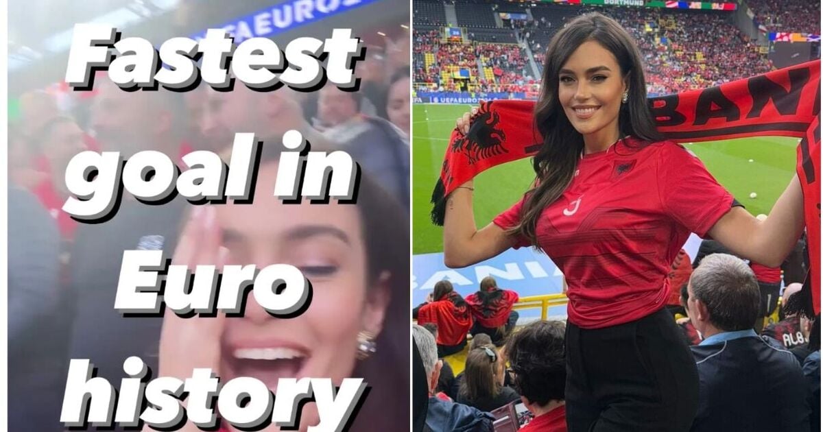 'Albanian Laura Woods' steals limelight after jetting in to watch Euro 2024 as a fan