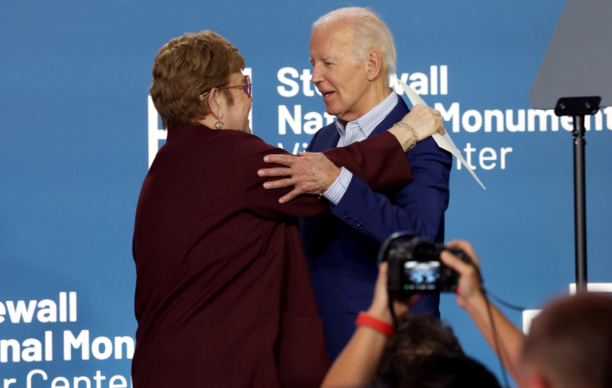 Elton John joins POTUS Joe Biden at opening of Stonewall Monument Center