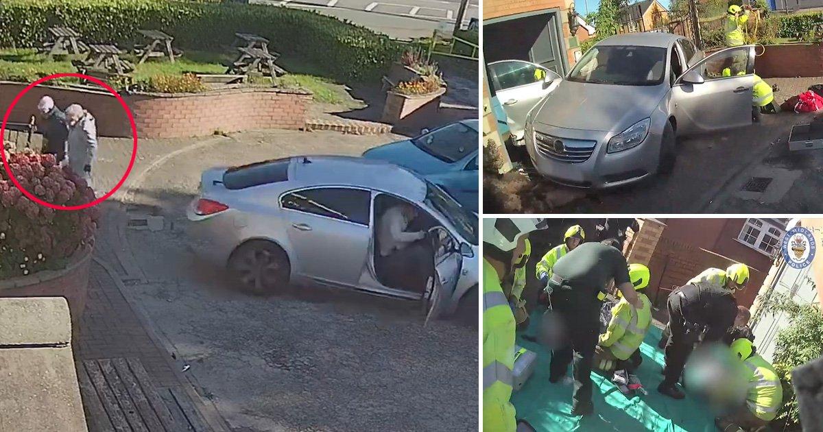 Shocking moment driver crushed two elderly sisters under car outside pub