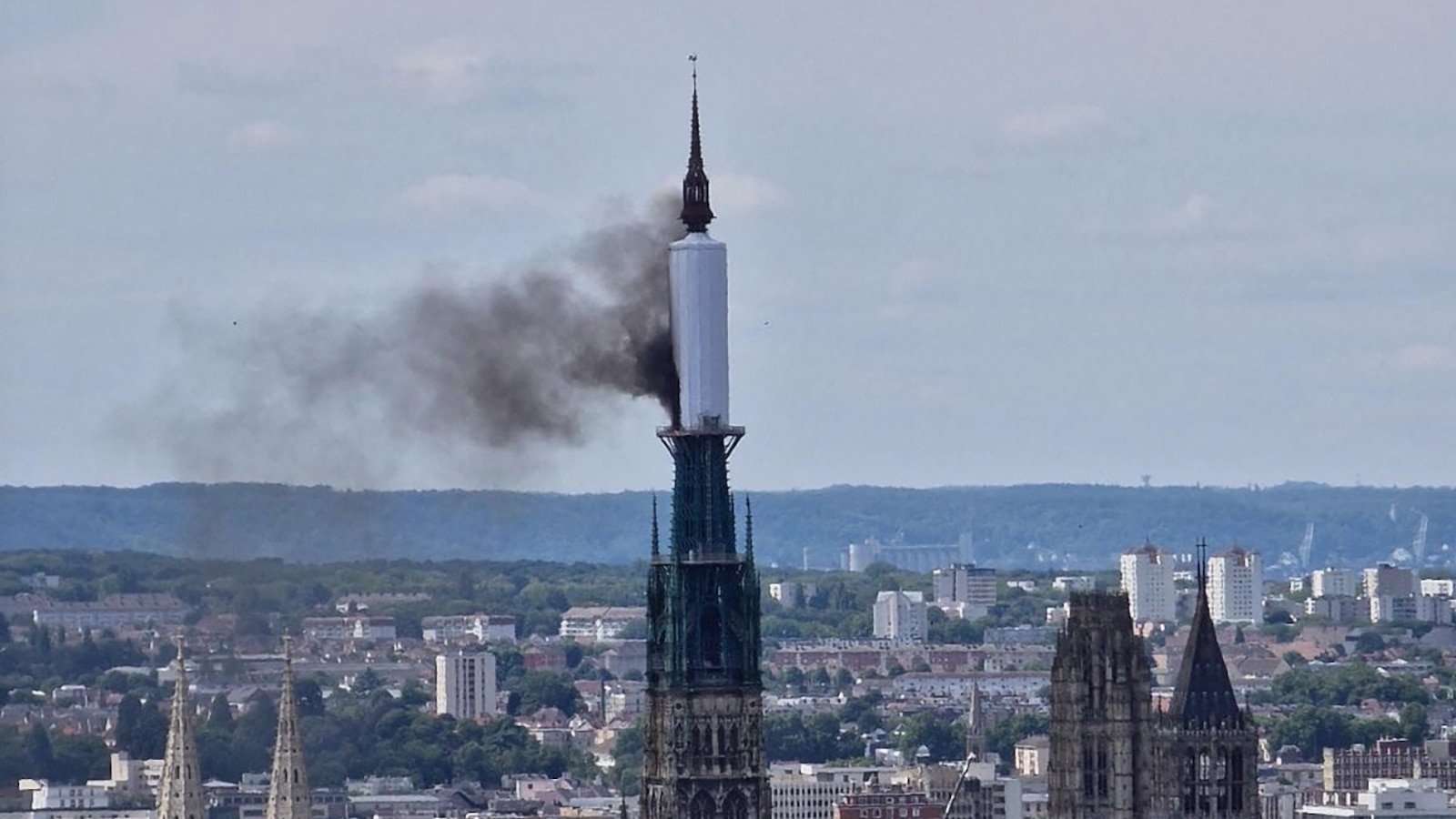 French cathedral spire catches fire
