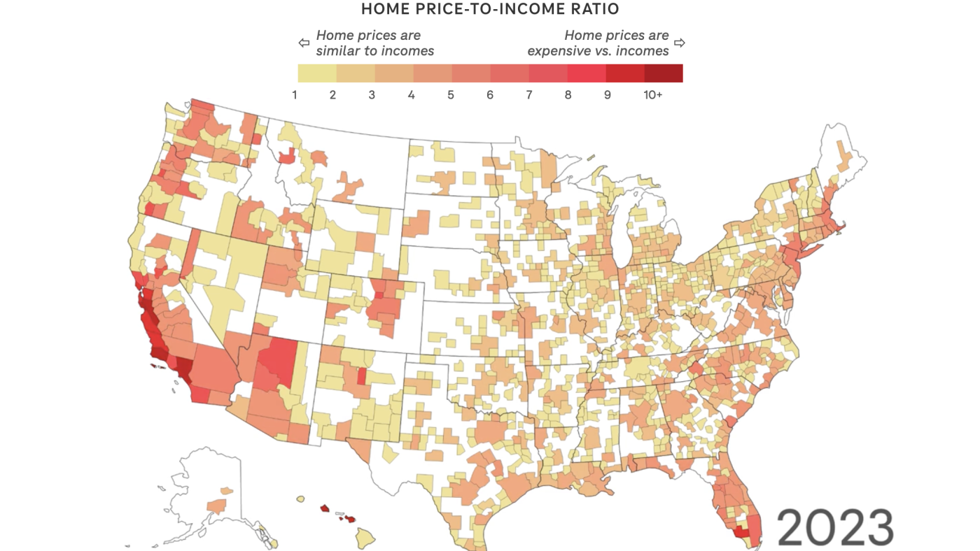 U.S. home prices have far outpaced paychecks. See what it looks like where you live