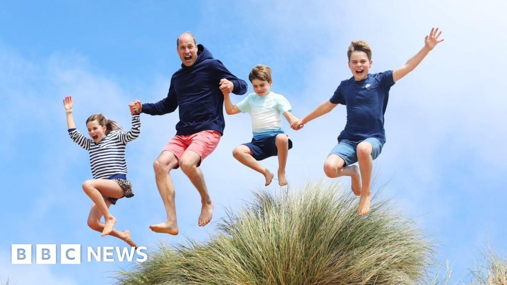 Prince William with children at beach in birthday photo