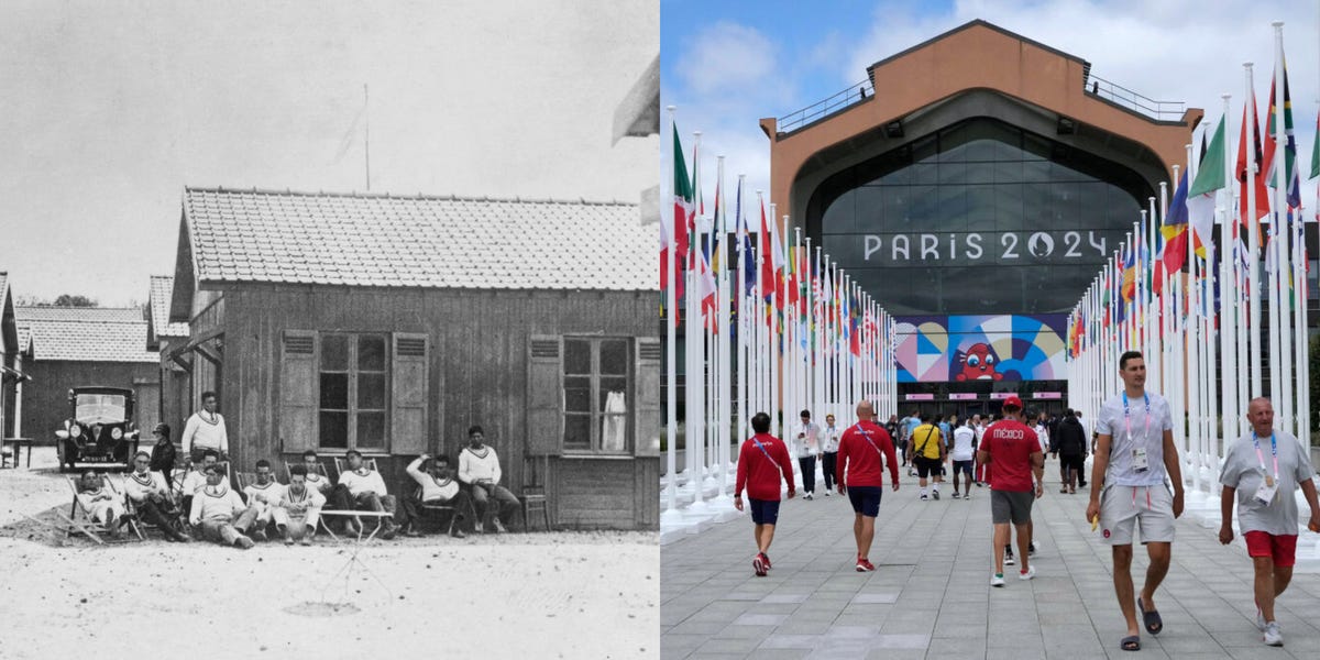Vintage photos show how the 1924 Paris Olympics compare to this year's games, from the Olympic Village to the venues